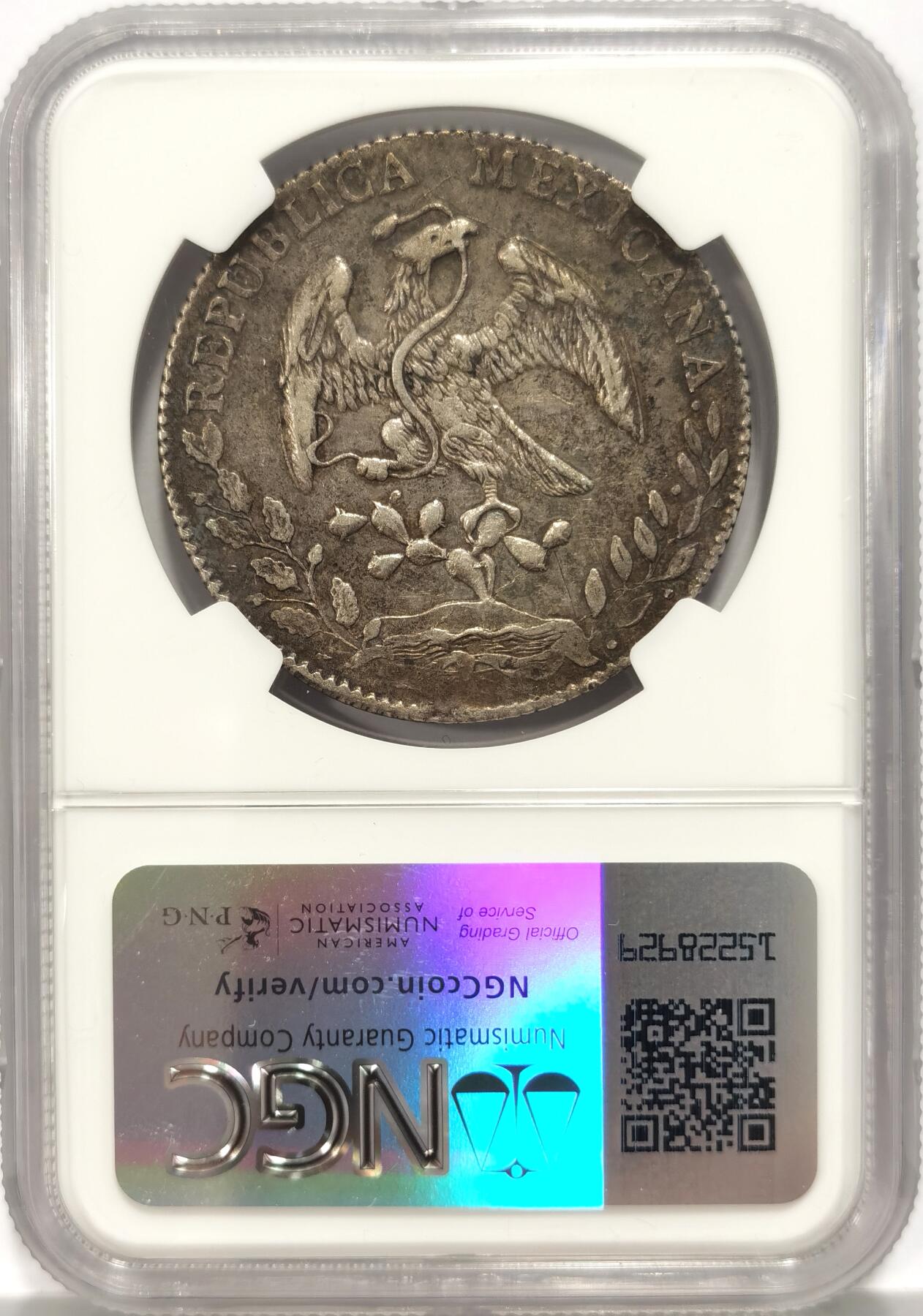 博洋堂世界钱币拍卖第104期（全场包邮） NGC XF45 墨西哥花边鹰洋ZS 1885 8里亚尔 原味老包浆