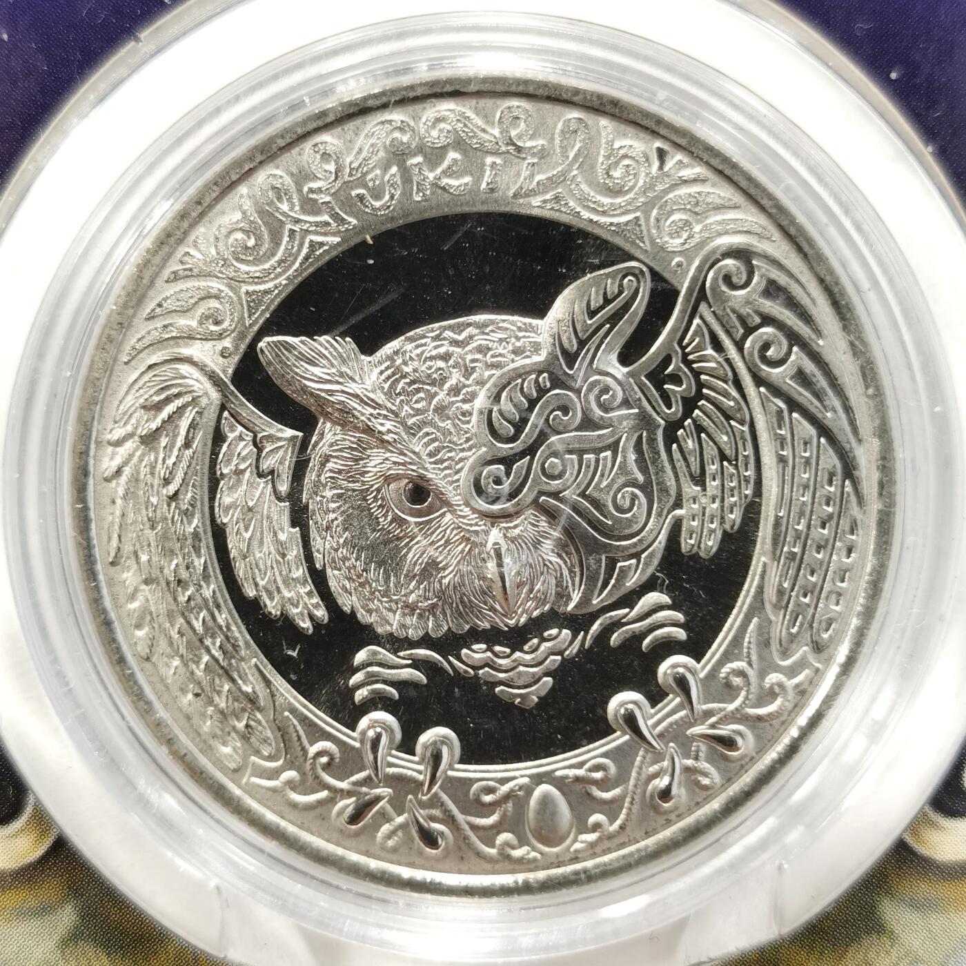 博洋堂世界钱币拍卖第087期（全场包邮） 哈萨克斯坦猫头鹰100坚戈精制纪念币 发行2万枚，有纪念意义