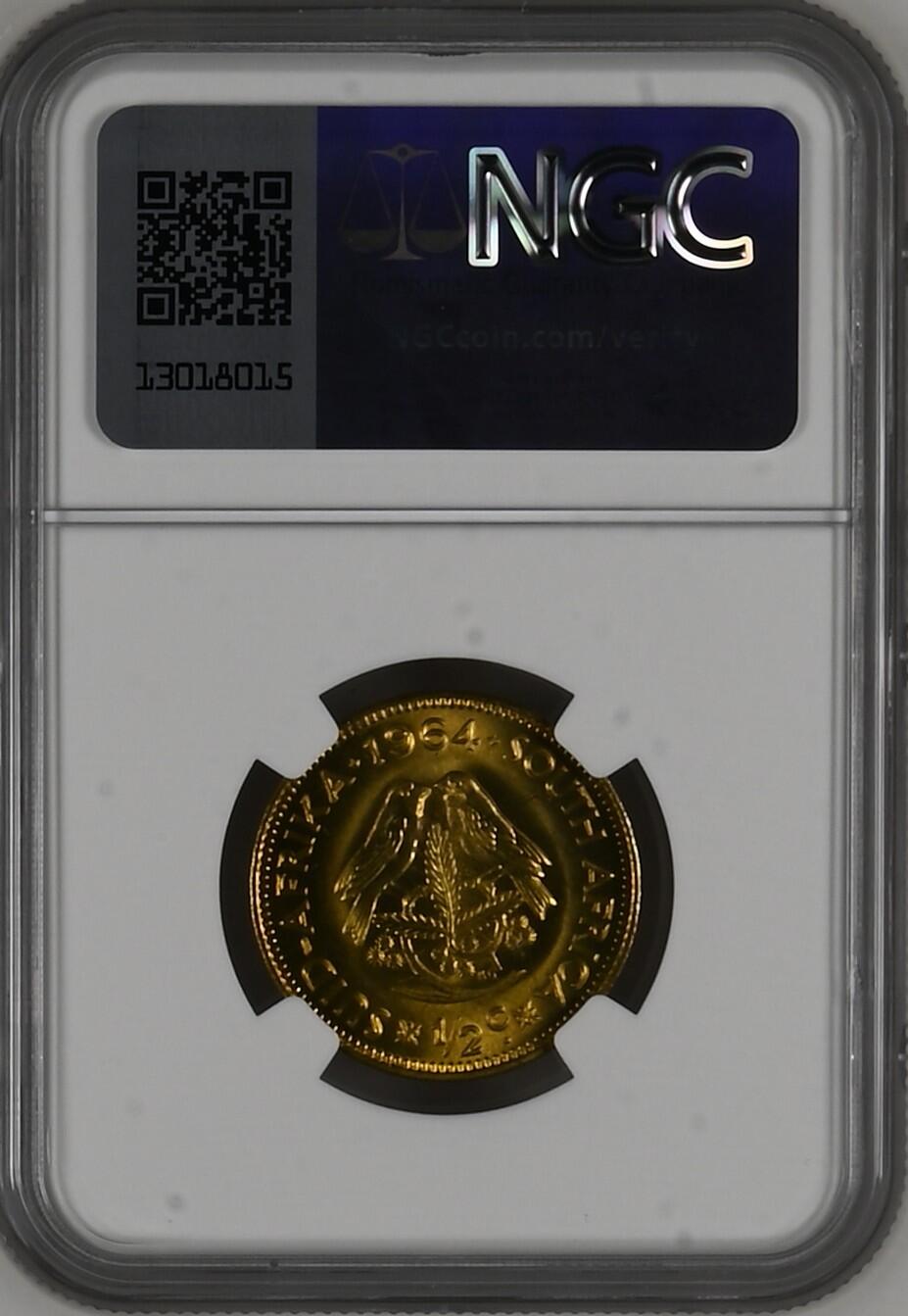 长老汇龙年精选第二十场拍卖 1964南非1/2分铜币，NGC MS64