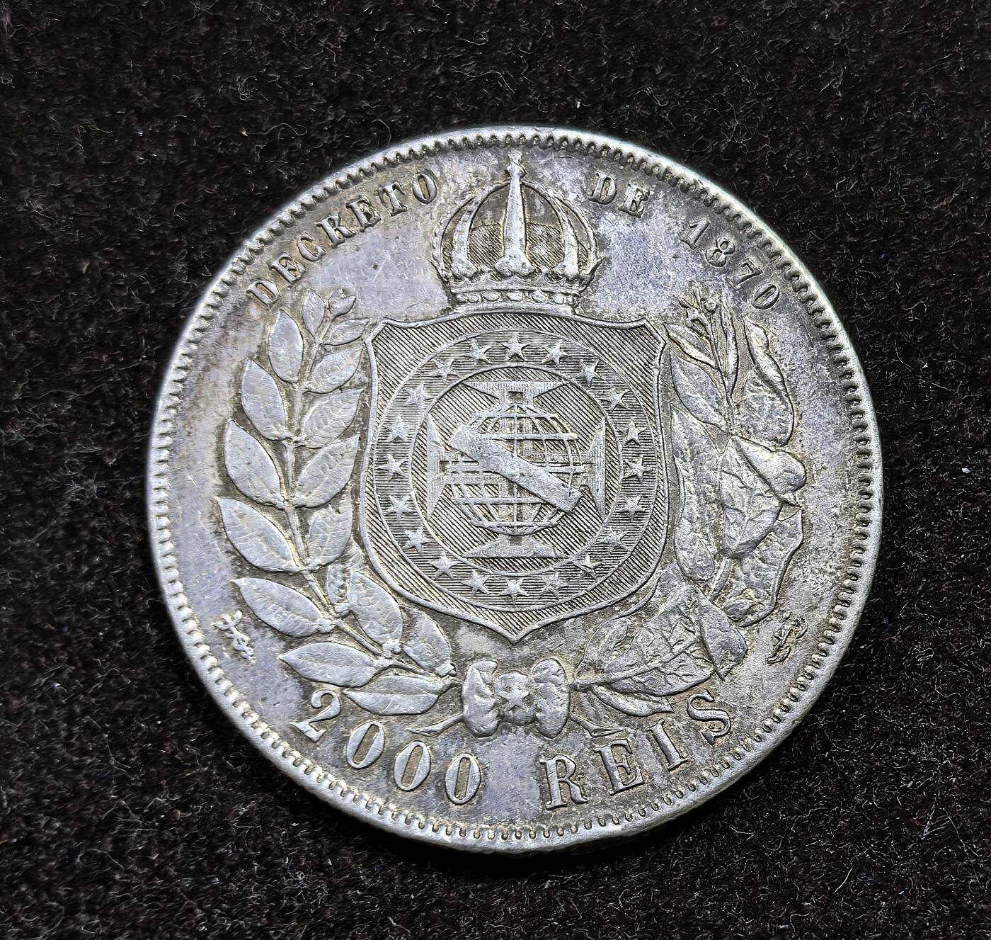 北京马甸外国币专卖微拍第124期，外国金银币专场，陆续上新，欢迎关注 1889年巴西2000瑞斯银币，俗称：巴西大胡子银币