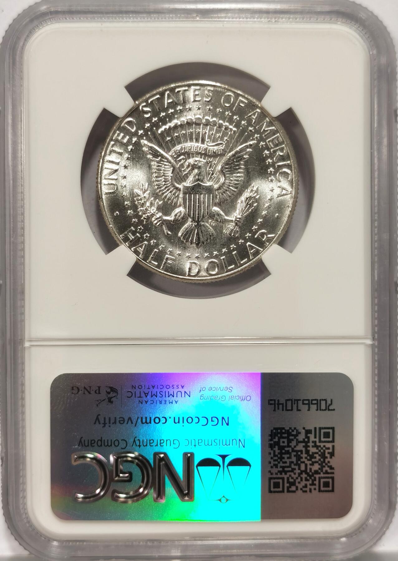 博洋堂世界钱币拍卖第087期（全场包邮） NGC MS66 美国1964年高银版肯尼迪50美分银币，原卷高分