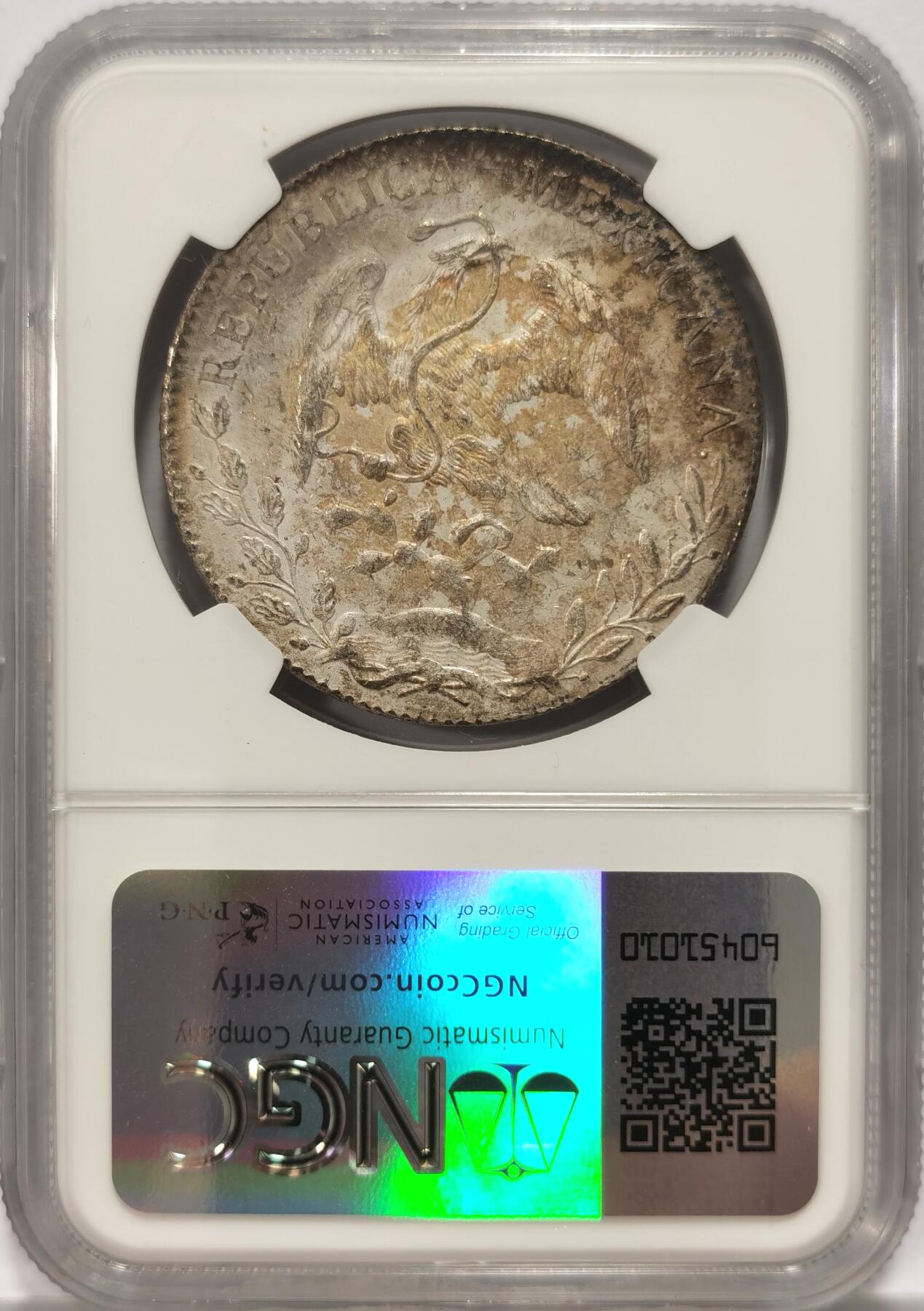 博洋堂世界钱币拍卖第087期（全场包邮） NGC MS61 墨西哥1896/1年GO/AS RS/ML花边鹰洋，罕见年份、厂别、鉴定师三骑字版，原味月芽彩包浆，收藏首选