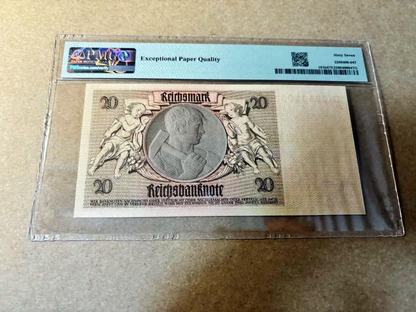 【Blue Auction】✨世界纸币精拍第524期【精】 德国 1929年20马克 PMG67EPQ 高分 