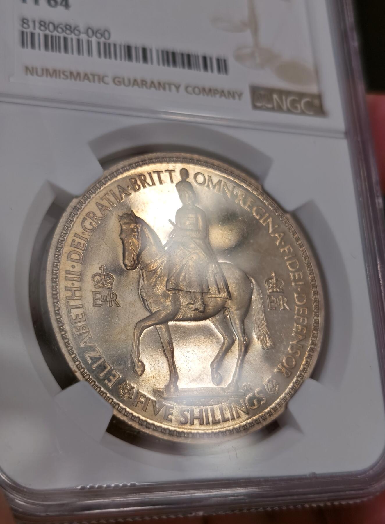博洋堂世界钱币拍卖第087期（全场包邮） NGC PF64 英国1953年伊丽莎白二世登基纪念克朗，少见PROOF精制镜面