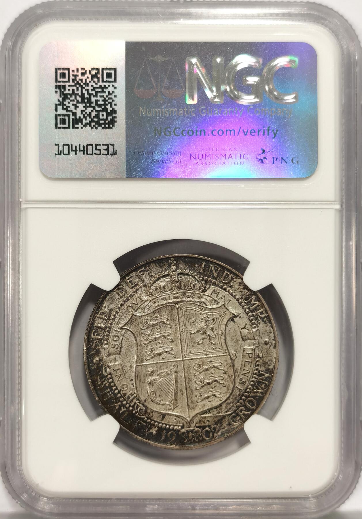 博洋堂世界钱币拍卖第087期（全场包邮） NGC PF64MATTE 英国1902年爱德华七世精制1/2克朗银币，难得原味包浆，65分成交6000+