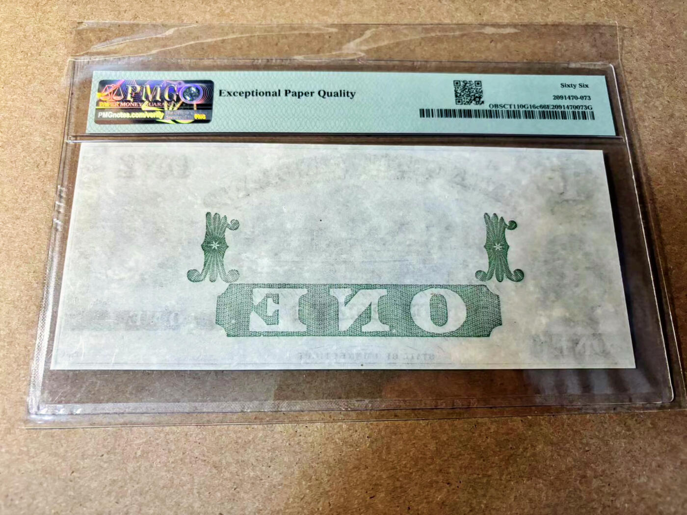 【Blue Auction】✨世界纸币精拍第524期【精】 美国 康涅狄格州 1860年代1美金 PMG66EPQ 大票幅 设计精美