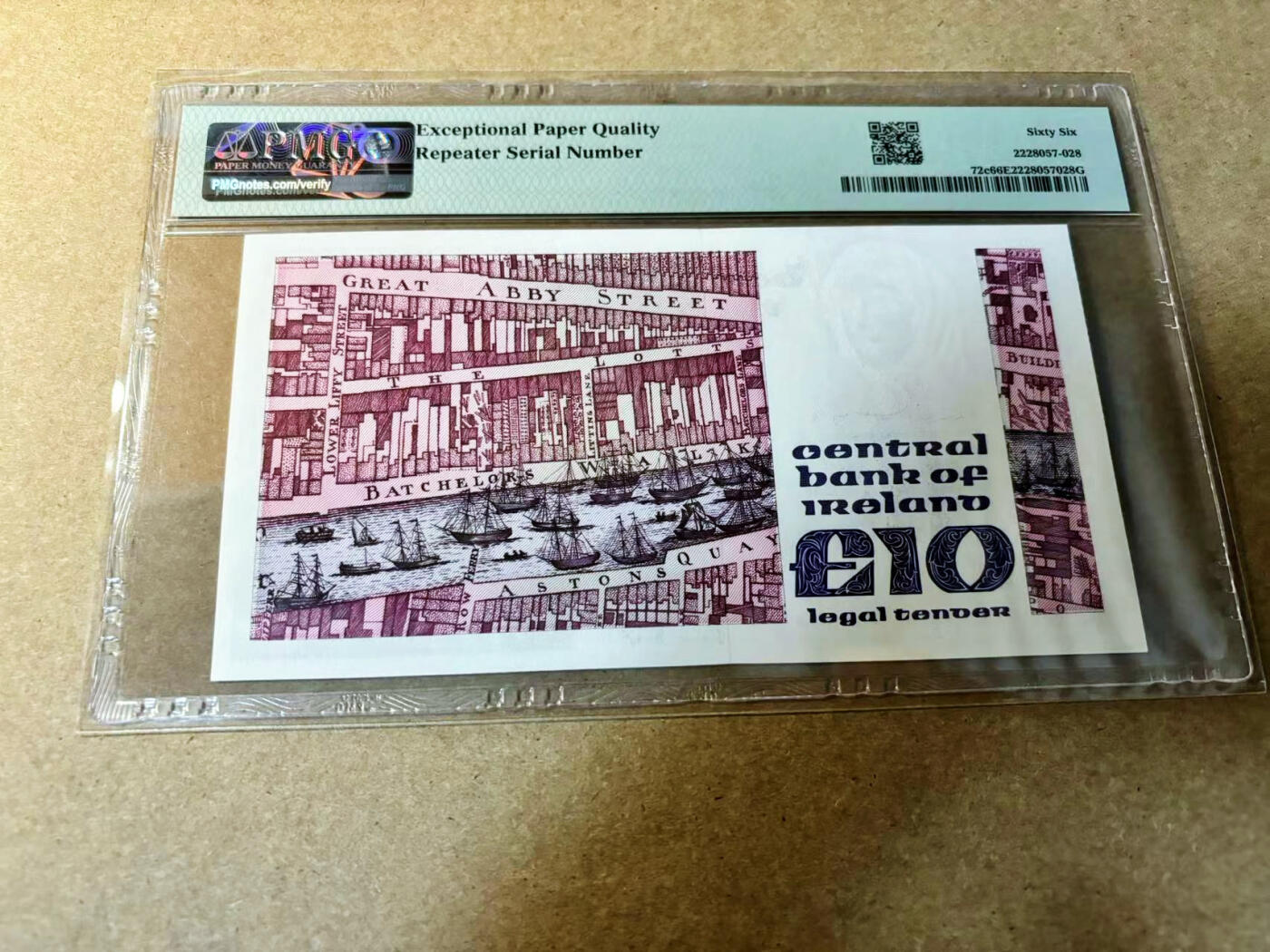 【Blue Auction】✨世界纸币精拍第524期【精】 【733733重复号】爱尔兰 1990年10镑 PMG66EPQ 