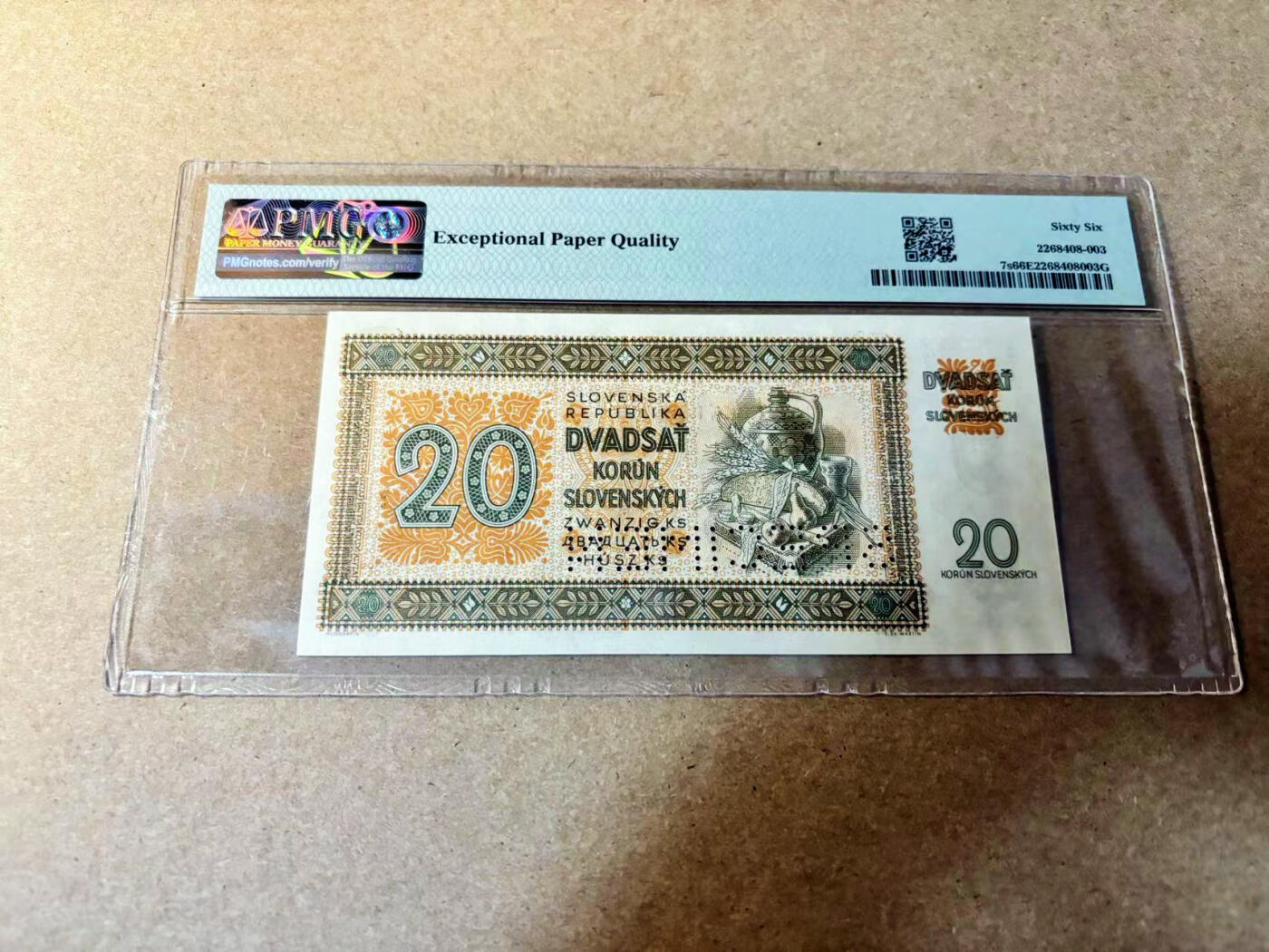 【Blue Auction】✨世界纸币精拍第524期【精】 斯洛伐克 1942年20克朗 PMG66EPQ 样钞 