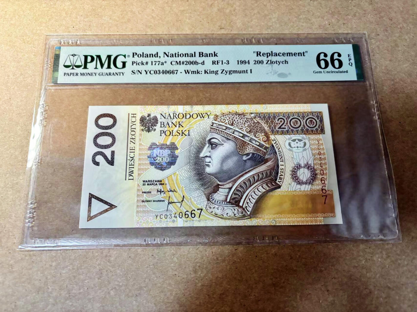 【Blue Auction】✨世界纸币精拍第524期【精】 【补号】波兰 1994年200兹罗提 PMG66EPQ 