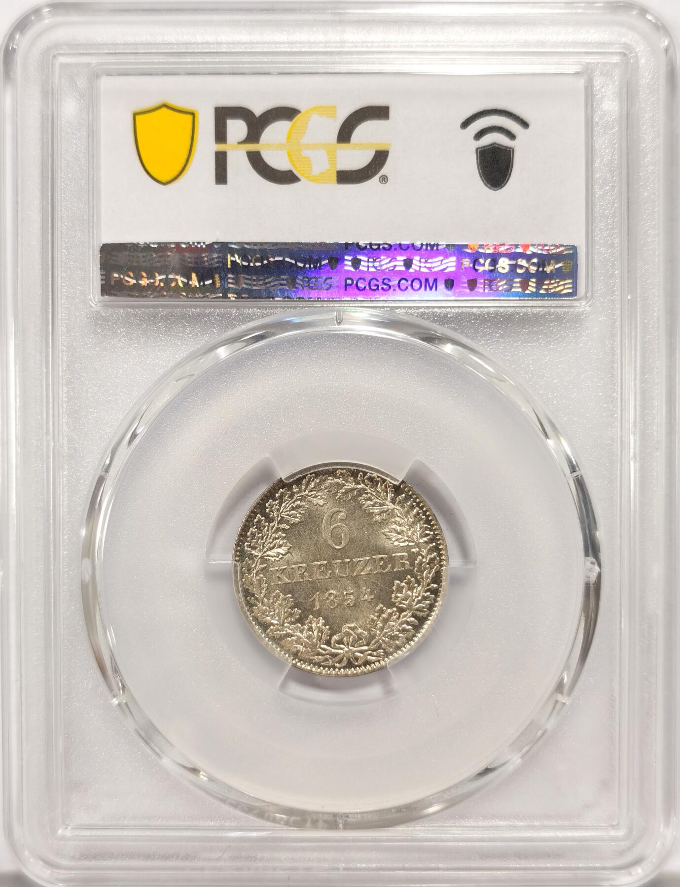 博洋堂世界钱币拍卖第087期（全场包邮） PCGS MS64+ 德国法兰克福1854年城市景观6克洛泽 粉光 高分热门品种
