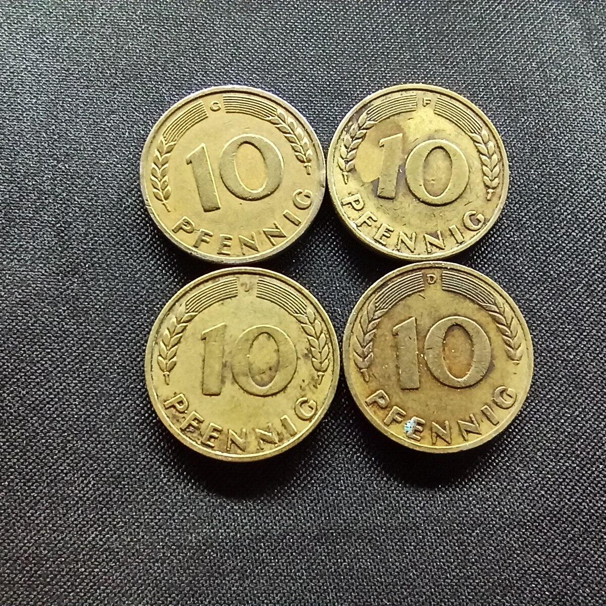 邮泉阁限时拍卖第十三场 各国硬币专场（注意看介绍，硬币在国外谨慎参拍） 德国1949年10芬尼4枚厂别不同