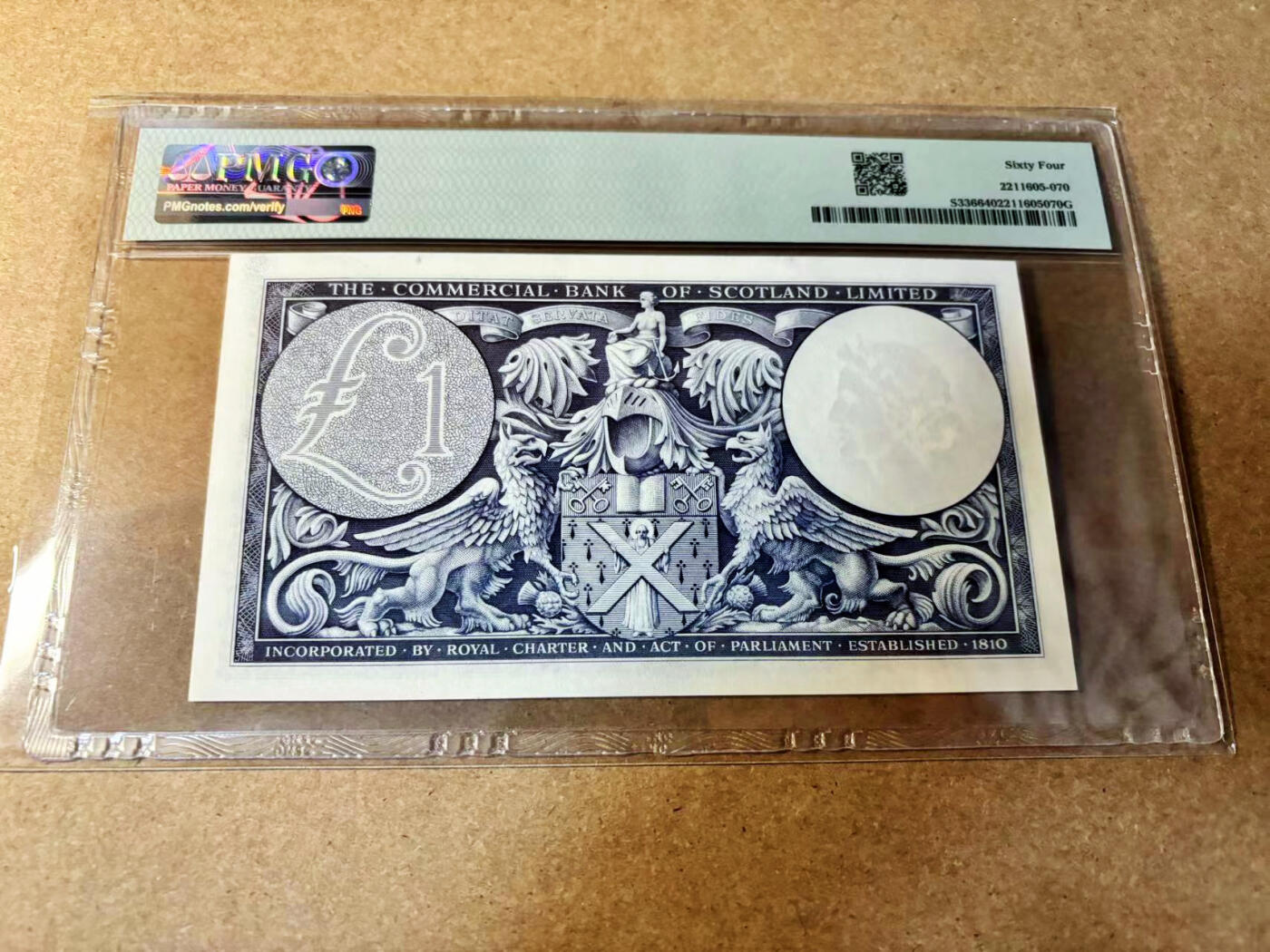 【Blue Auction】✨世界纸币精拍第524期【精】 苏格兰 1958年1镑BWC出品雕刻精美 PMG64 