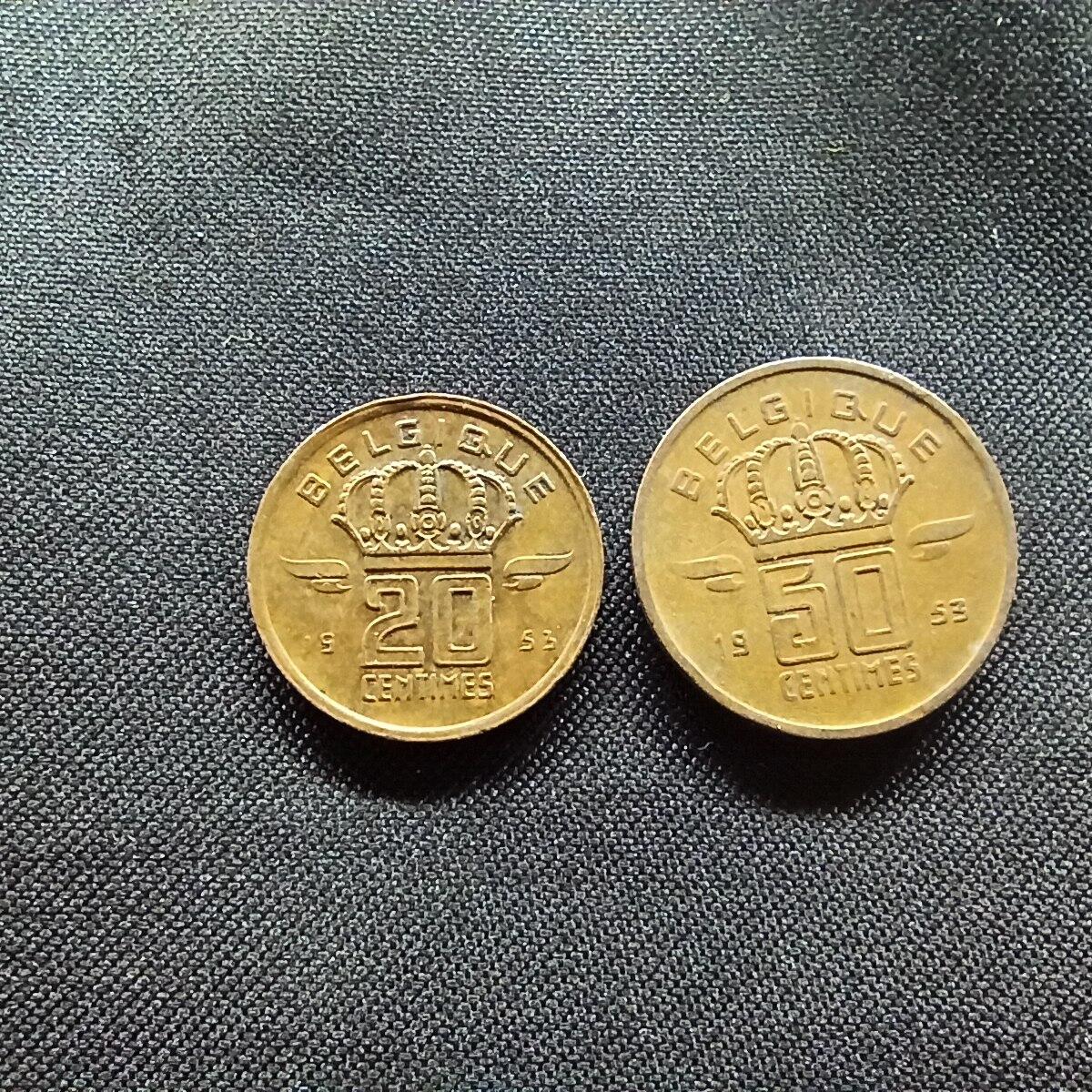 邮泉阁限时拍卖第十三场 各国硬币专场（注意看介绍，硬币在国外谨慎参拍） 比利时1953年2枚法语版