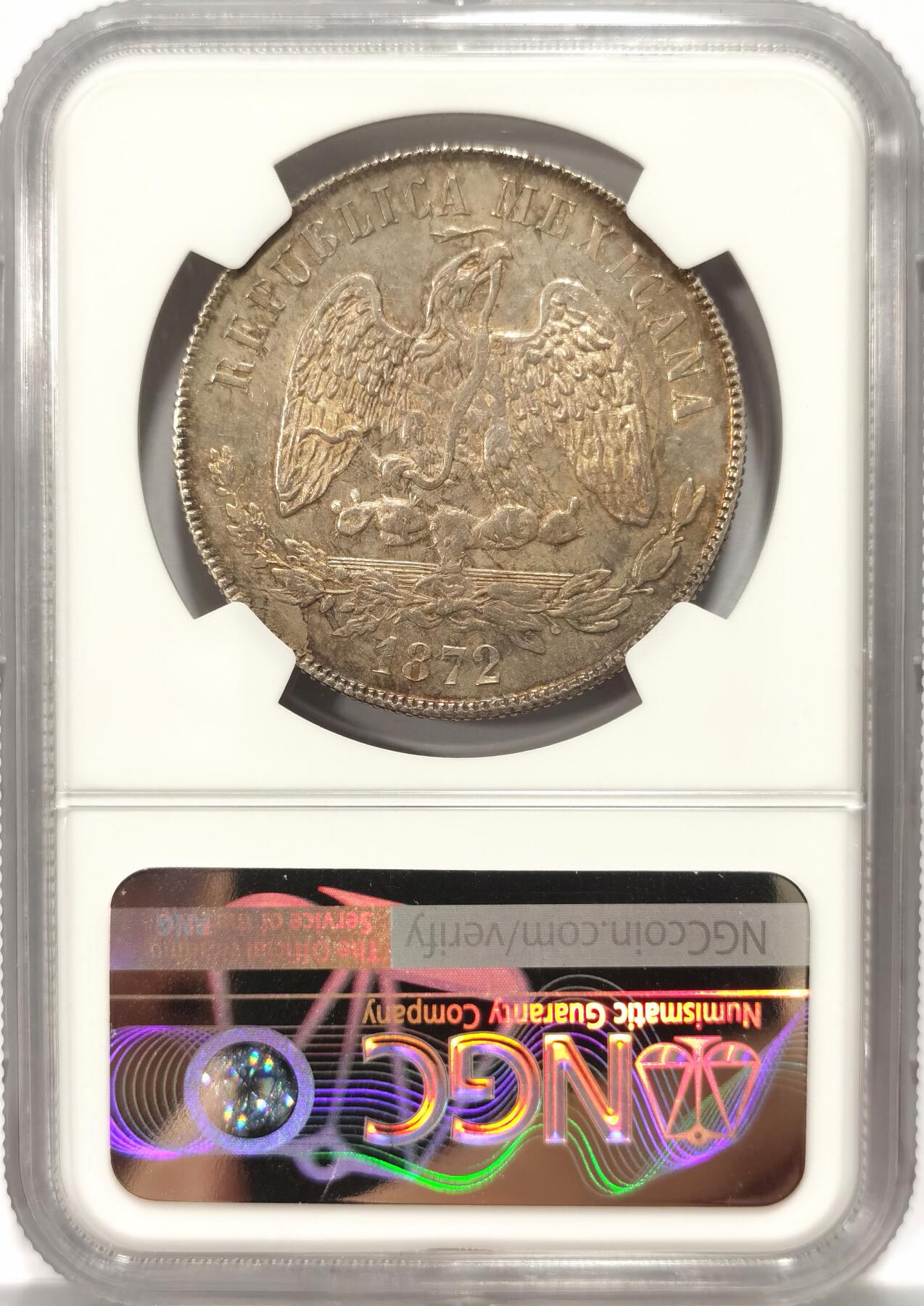 博洋堂世界钱币拍卖第087期（全场包邮） NGC AU 墨西哥1872年ZS H版天平鹰洋，全深打，原味底光状态一流