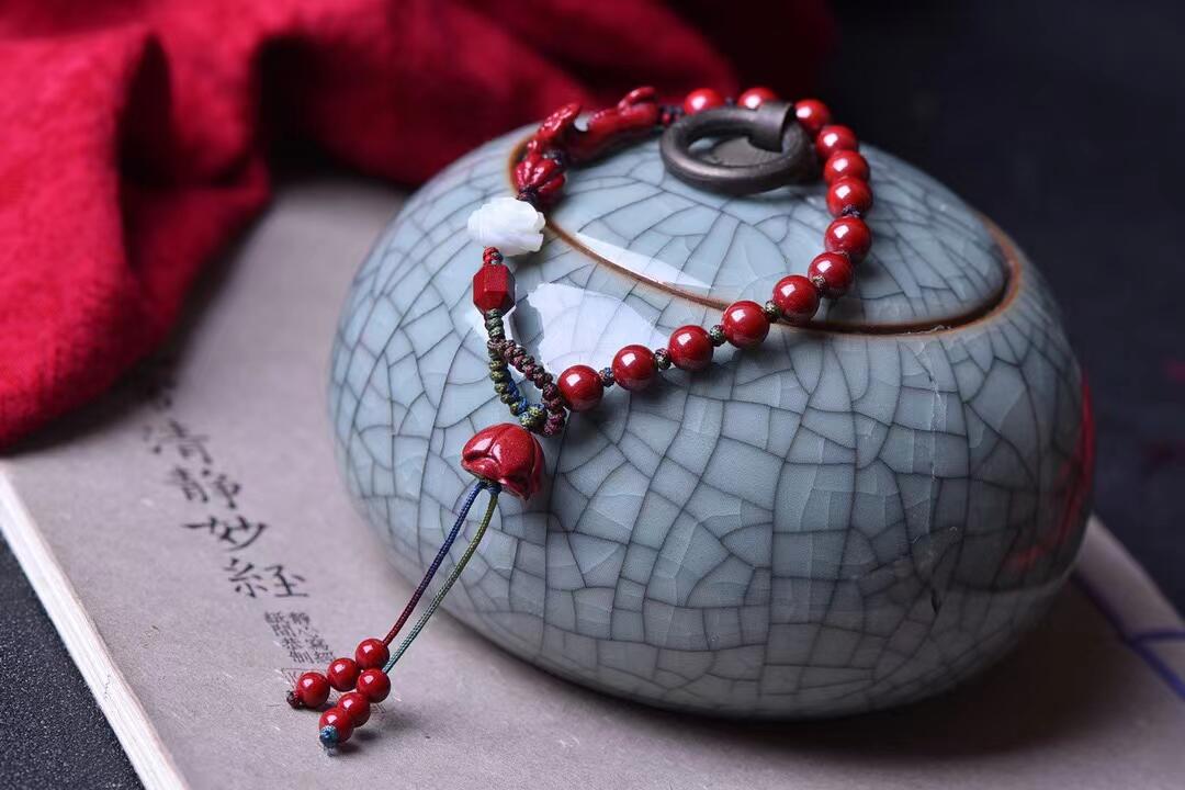 玉你同行.天然保真 【原创手链】高含量朱砂