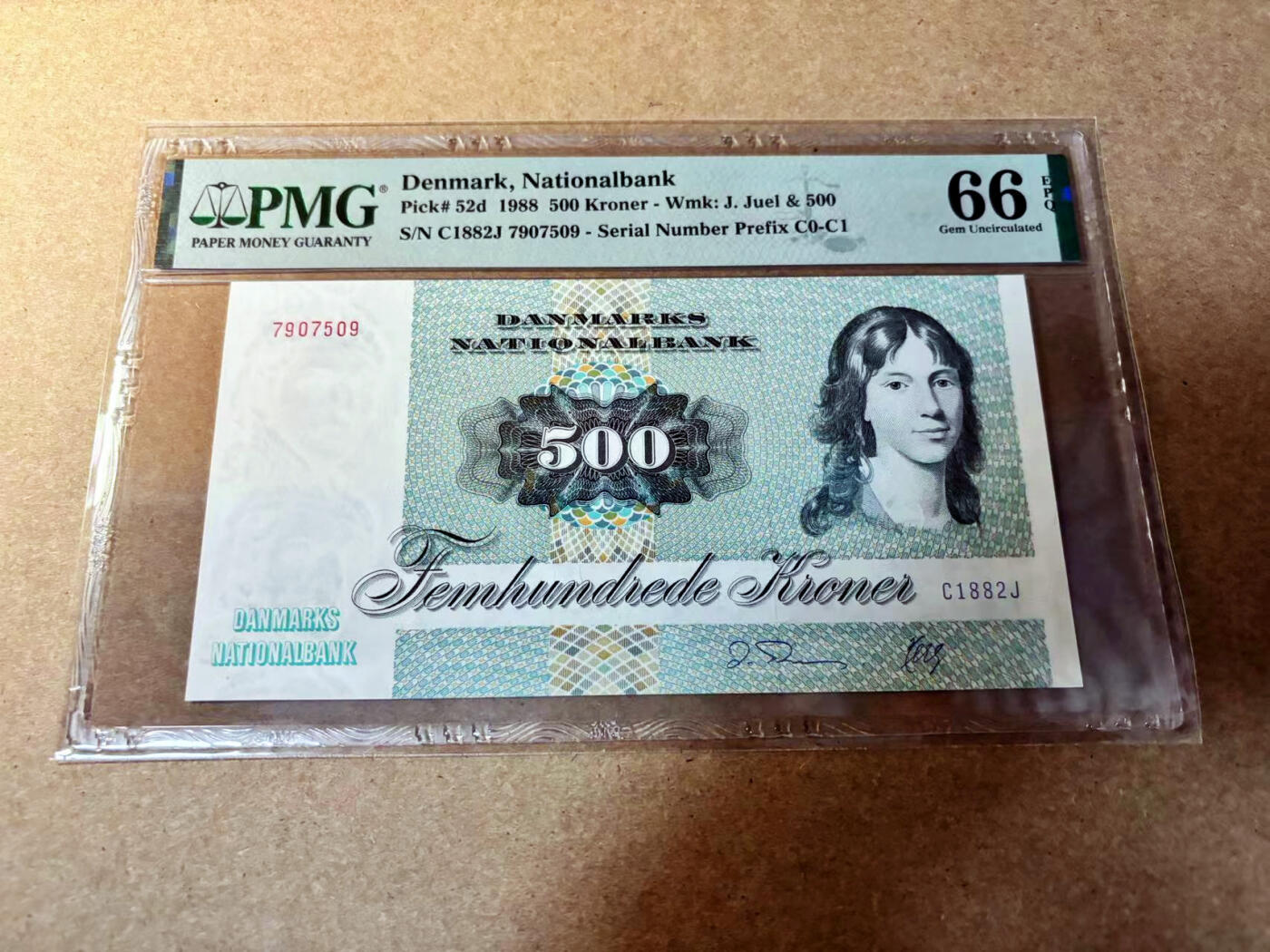 【Blue Auction】✨世界纸币精拍第524期【精】 丹麦 1988年500克朗 PMG66EPQ 大蜥蜴 