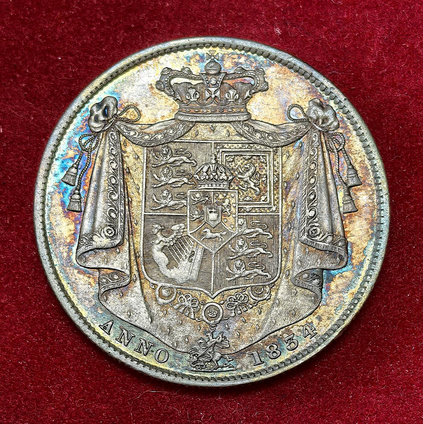 凡希社世界钱币微拍第二百八十期 1834英国威廉四世1/2克朗XF+