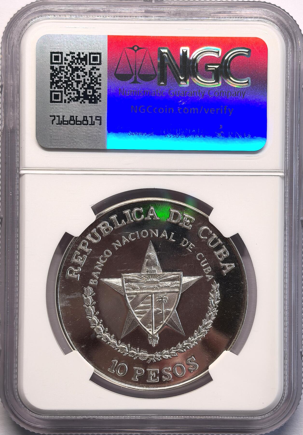 凡希社世界钱币微拍第二百八十期 1989古巴革命胜利卡米洛和卡斯特罗纪念银币精铸NGC-PF68，好品种！