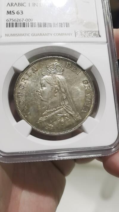博洋堂世界钱币拍卖第087期（全场包邮） NGC MS63 1887年英国高冠双弗洛林银币大银币，阿拉伯1版，正反绚丽五彩包浆状态极其出色，超过63分平均状态。麦稀奇最近成交一枚状态类似同分2200元落槌