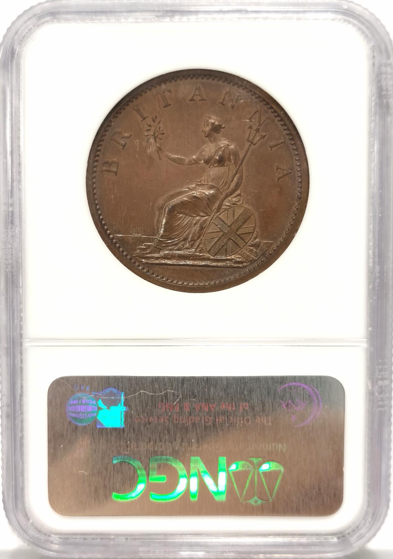 博洋堂世界钱币拍卖第087期（全场包邮） NGC MS64BN 1806年英国SOHO厂便士，NGC2000年代老盒严评，巧克力包浆温润，底板状态出色，状态极佳，边尺割手。博洋堂年初精品场同分3700元成交