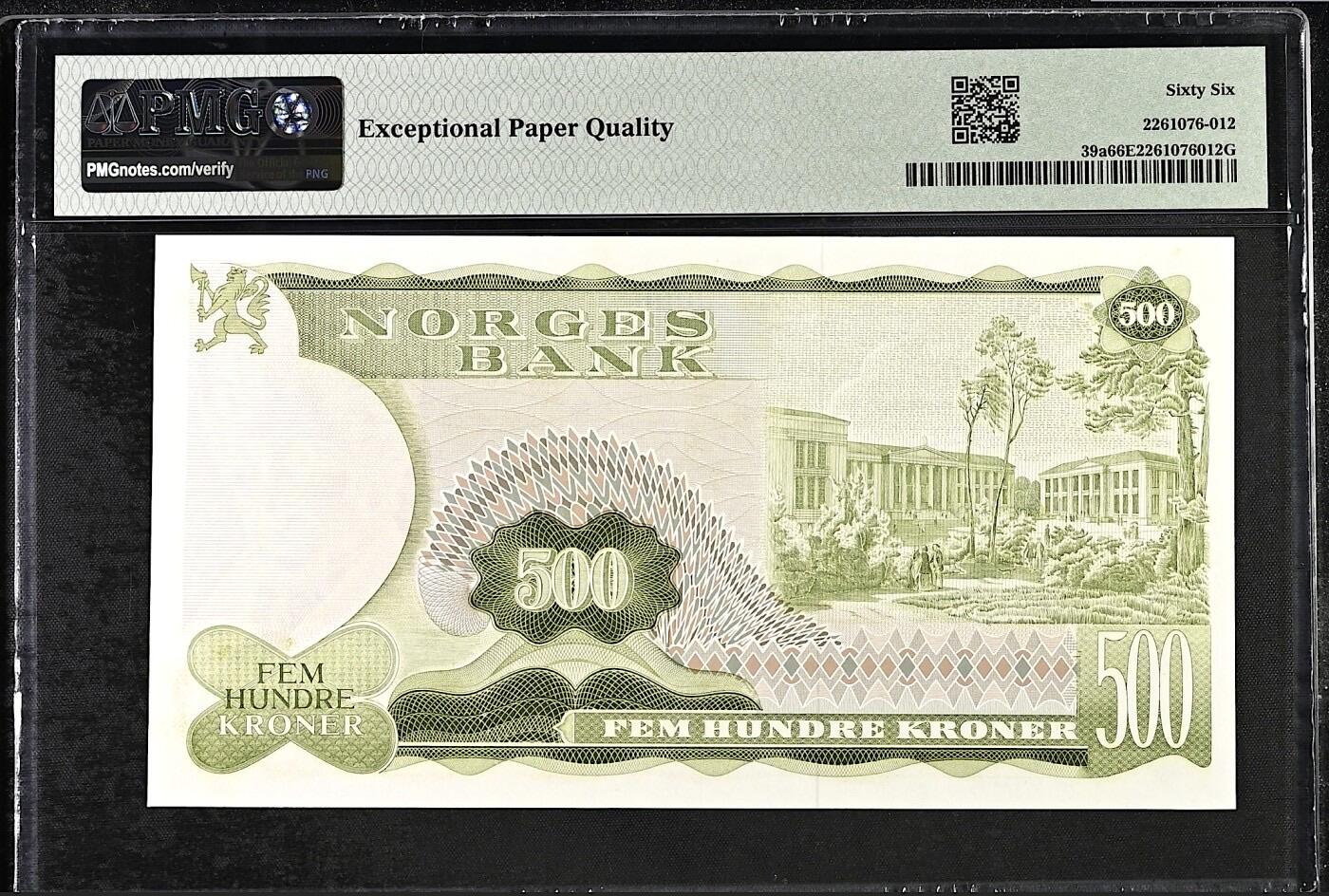 【Blue Auction】✨世界纸币精拍第524期【精】  【少见初版A1冠】挪威 1978-82年500克朗 PMG66EPQ 数学家阿贝尔 纸币上最帅的人物之一 被国内玩家称为“帅哥”