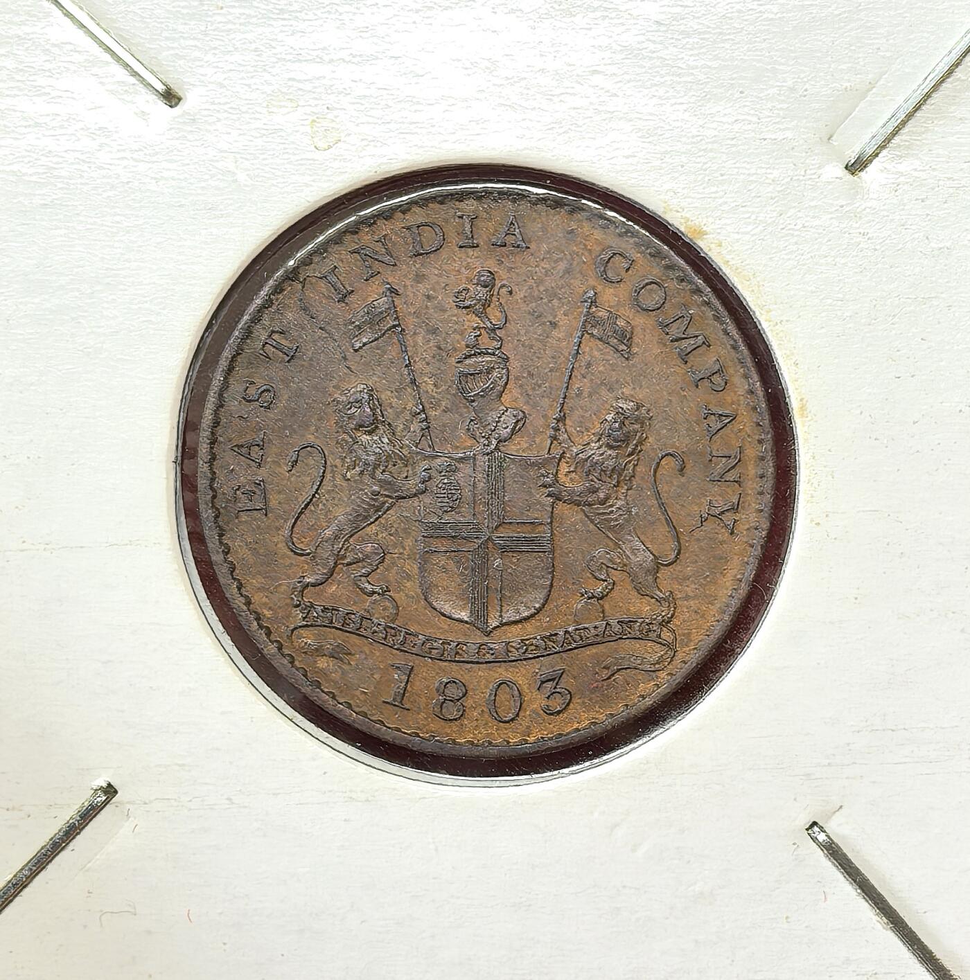 凡希社世界钱币微拍第二百八十期 1803东印度公司马德拉斯5Cash铜币UNC好品罕见！