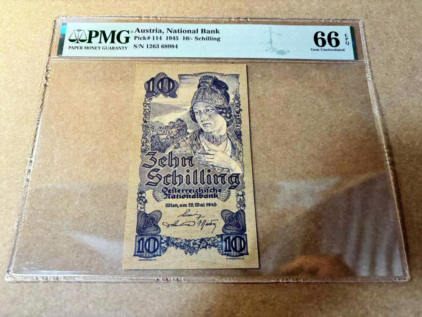 【Blue Auction】✨世界纸币精拍第524期【精】 奥地利 1945年10先令 PMG66EPQ  大壳