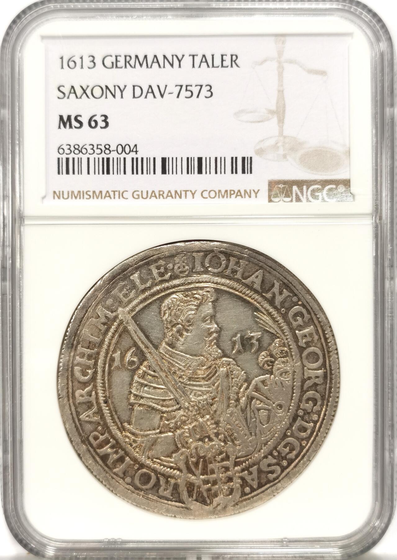 博洋堂世界钱币拍卖第087期（全场包邮） NGC MS63 神罗萨克森1613年帝选侯武士剑老泰勒 评级榜冠军分！唯一一枚！