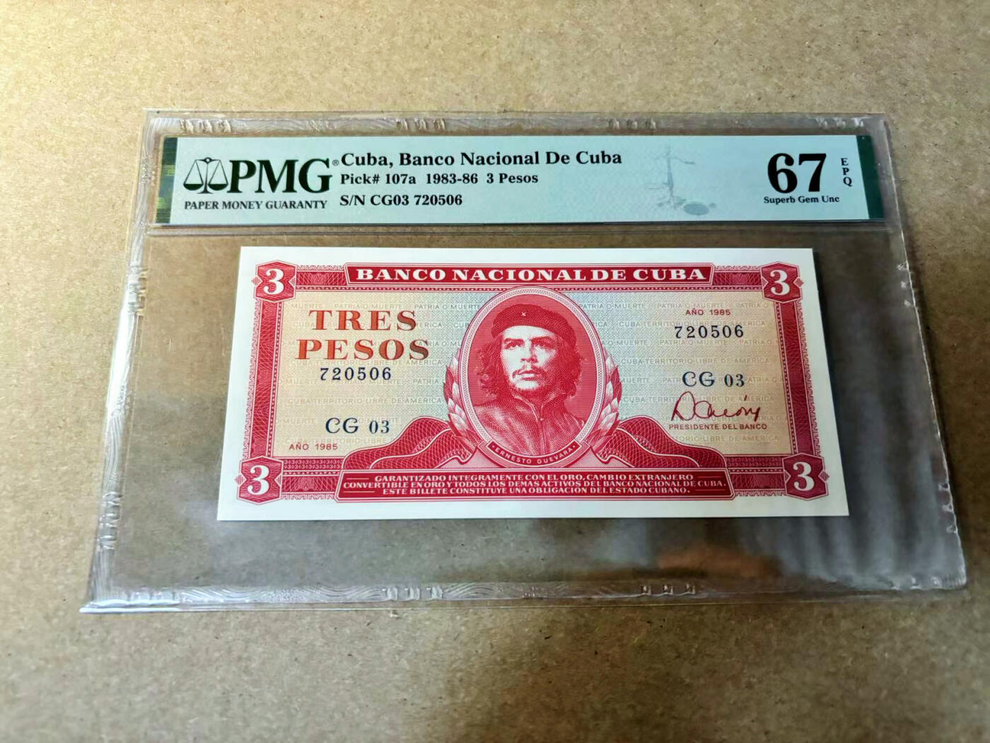 【Blue Auction】✨世界纸币精拍第524期【精】 古巴 1983-86年3比索 PMG67EPQ 高分 