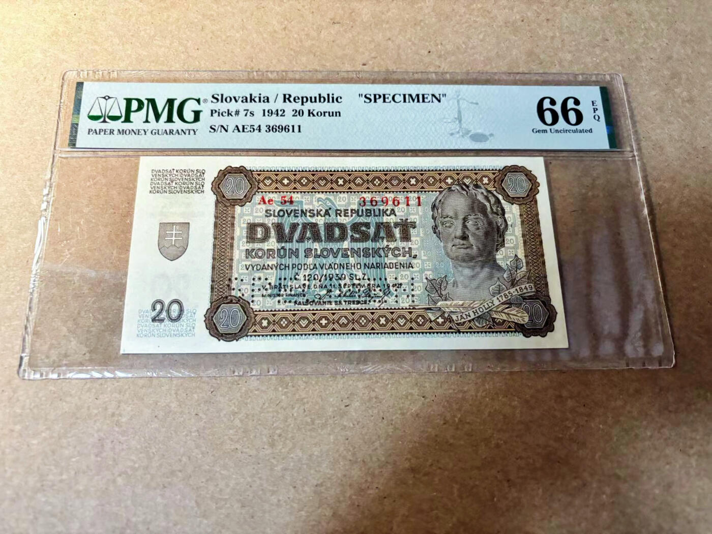 【Blue Auction】✨世界纸币精拍第524期【精】 斯洛伐克 1942年20克朗 PMG66EPQ 样钞 