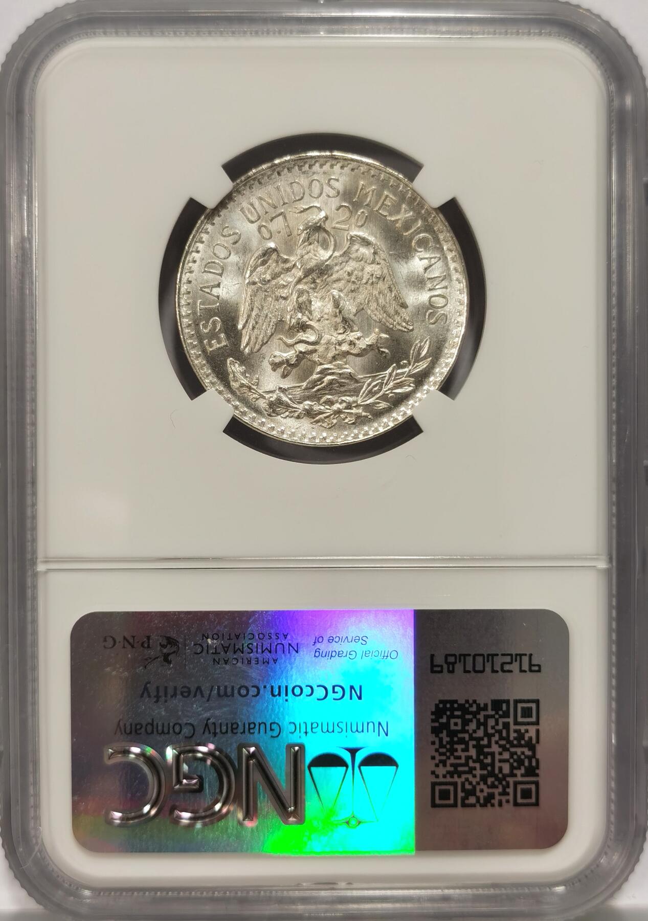 博洋堂世界钱币拍卖第087期（全场包邮） NGC MS67 墨西哥1943年50分鹰洋银币，所见最高分，底板镜面感