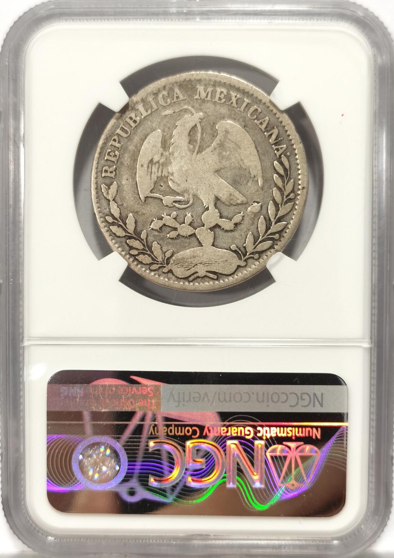 博洋堂世界钱币拍卖第087期（全场包邮） NGC VF30 墨西哥1843年Ga MC版鹰洋4R银币，少见4里亚尔，早期年份，鹰洋半圆有分难得