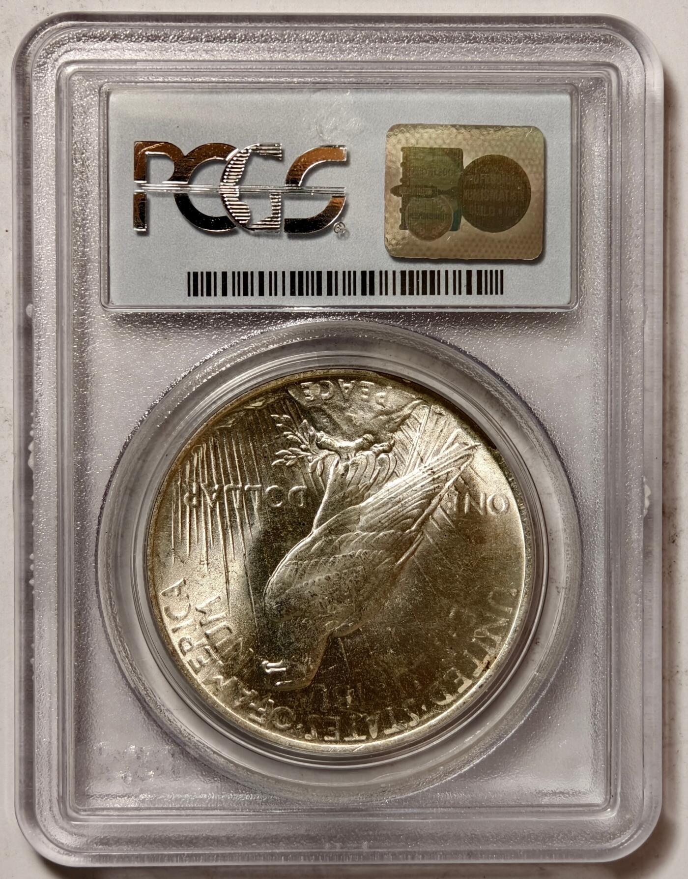 紫瑗钱币——第420期 美国 1923年 和平鸽 1元 银币 PCGS MS65 老盒 65难度比摩根高