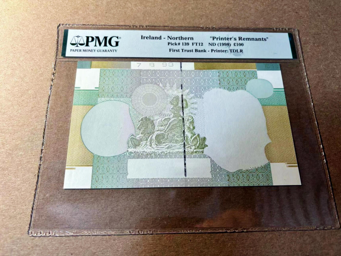 【Blue Auction】✨世界纸币精拍第524期【精】  【一组2张】北爱尔兰 1998年100镑 PMG66EPQ  Printer's Remnants / Remainder 包含边铭 可以用于研究该纸币印制过程 非常少见 