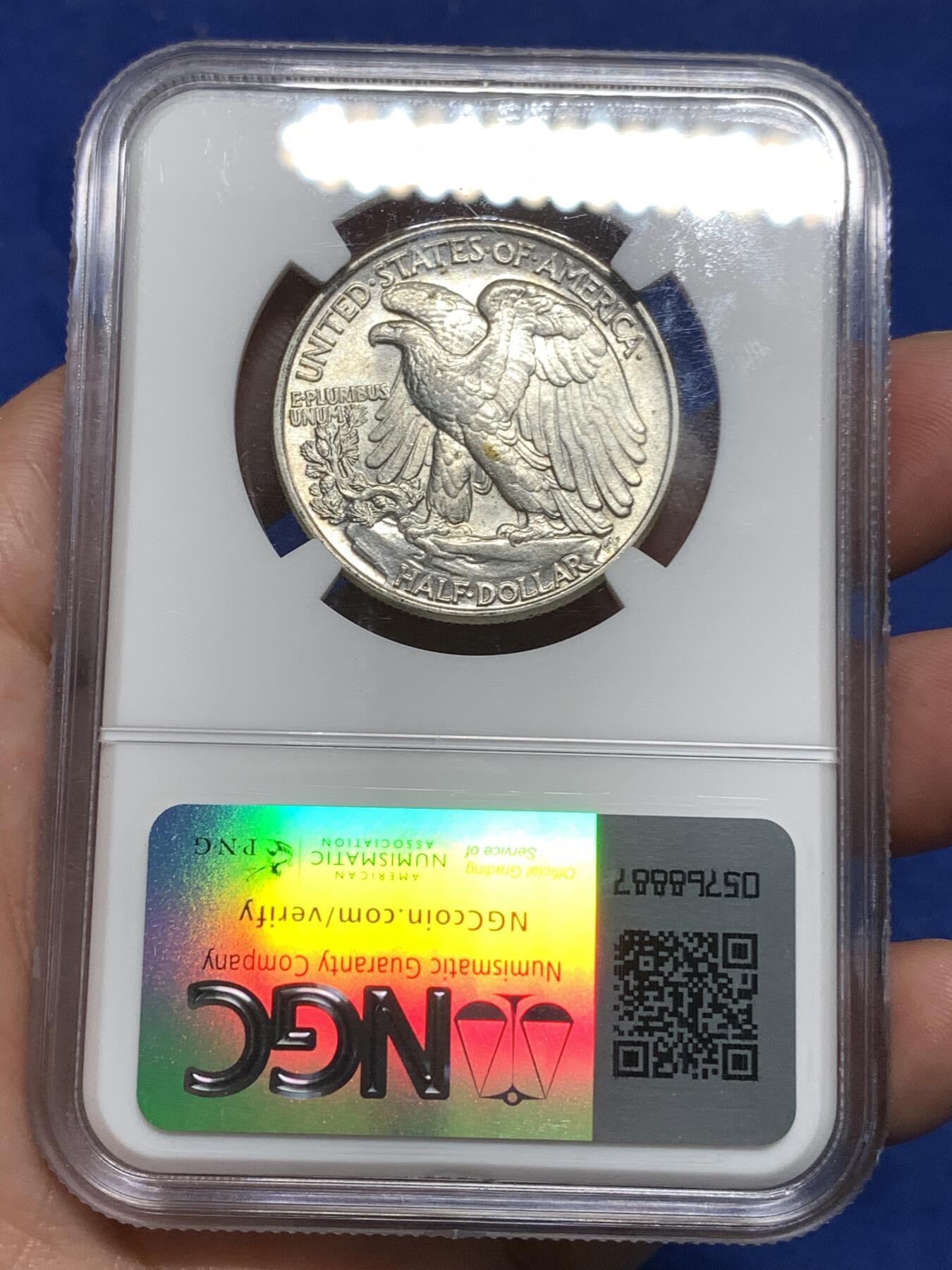 《竞宝斋》第296场- 周日，周一  2场连拍 （全场包邮） NGC MS64 美国1943行走女神半圆