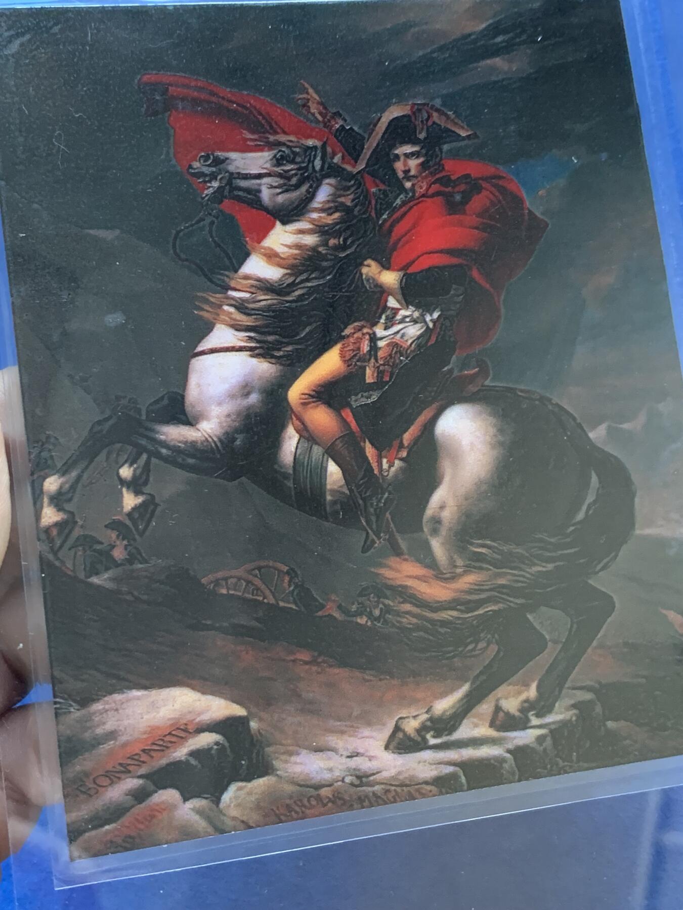 《竞宝斋》第296场- 周日，周一  2场连拍 （全场包邮） 喀麦隆2025年传承之链系列（3）拿破仑双面油画彩钞银币-雅克.路易.大卫《跨越阿尔卑斯山圣伯纳缢道的拿破仑》&让.奥古斯特.多米尼著作的《帝座上的拿破仑》（银币面值1000法郎，限999枚，此枚编号为188号）盒证齐全 精制币 1盎司 999银 110*130mm