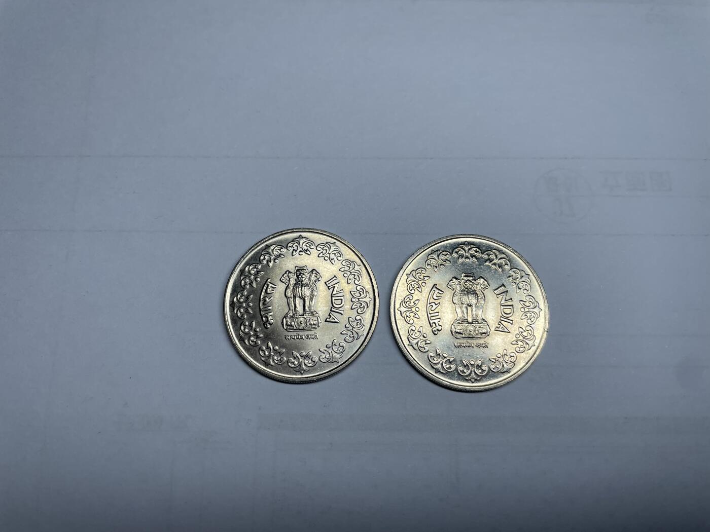 每日一拍，2024年集古藏今外币拍卖第十二期-第9场—（总第119拍），新一期拍卖开始了 1985年印度50派沙2枚