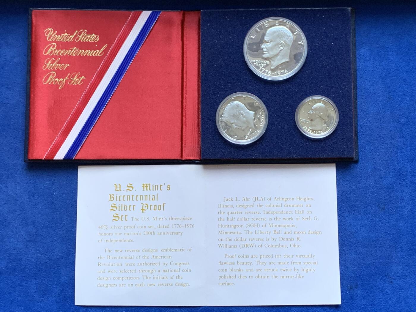 《竞宝斋》第296场- 周日，周一  2场连拍 （全场包邮） 美国 1976年 建国200周年纪念 3枚精制套币