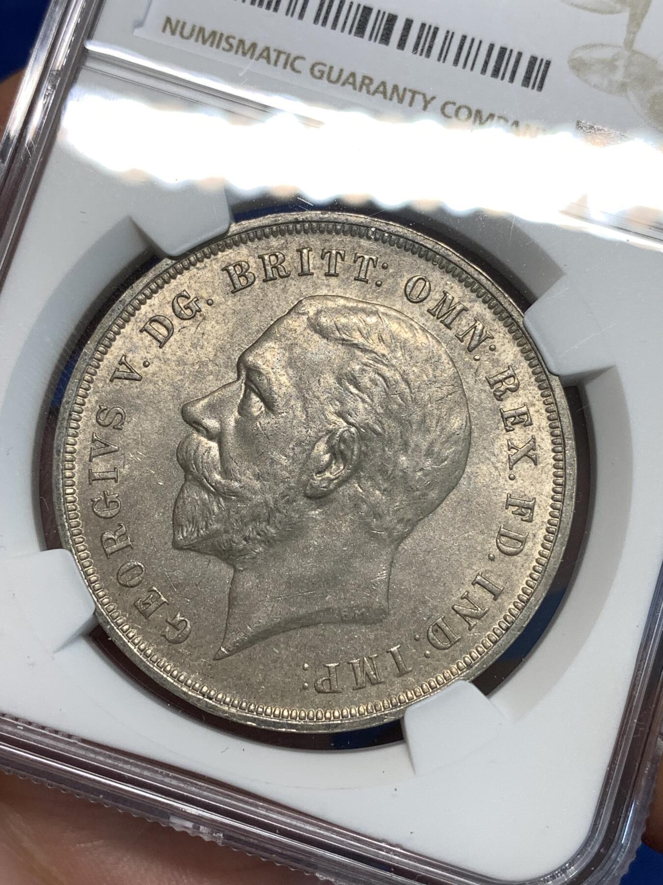 《竞宝斋》第296场- 周日，周一  2场连拍 （全场包邮） NGC MS63 英国1935乔治五世木马剑克朗银币 灰色包浆