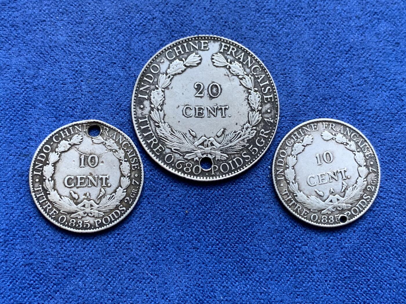 《竞宝斋》第296场- 周日，周一  2场连拍 （全场包邮） 3枚一组 法属印度支那 小银币