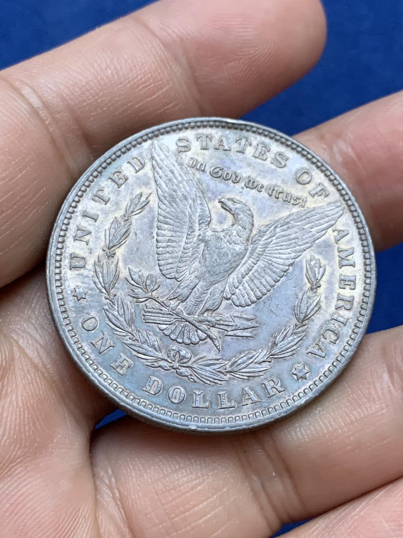 《竞宝斋》第296场- 周日，周一  2场连拍 （全场包邮） 1896年美国摩根银币 底光好品 包浆美丽