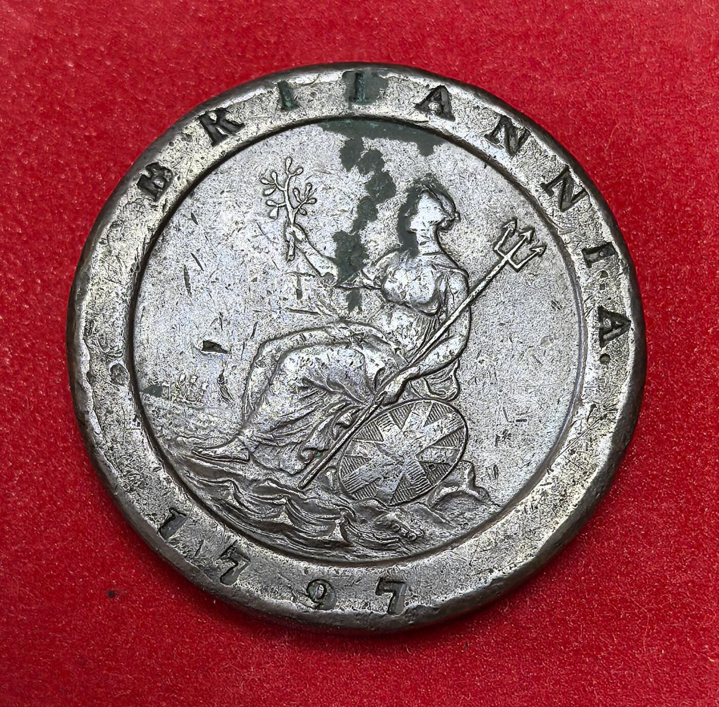 凡希社世界钱币微拍第二百八十期 1797英国大车轮2便士铜币