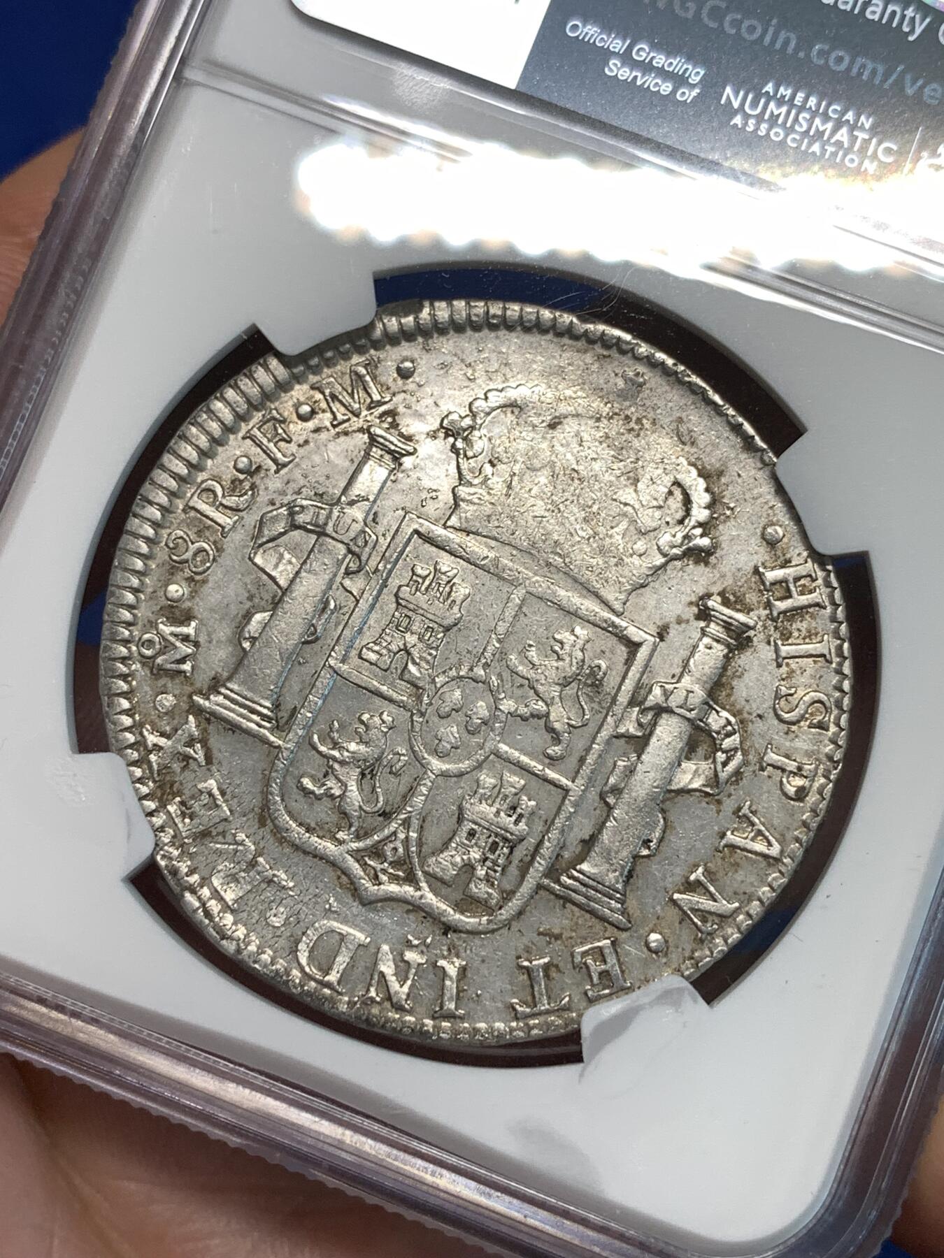 《竞宝斋》第296场- 周日，周一  2场连拍 （全场包邮） NGC AUD 1799年早期墨西哥卡四双柱 无戳好品