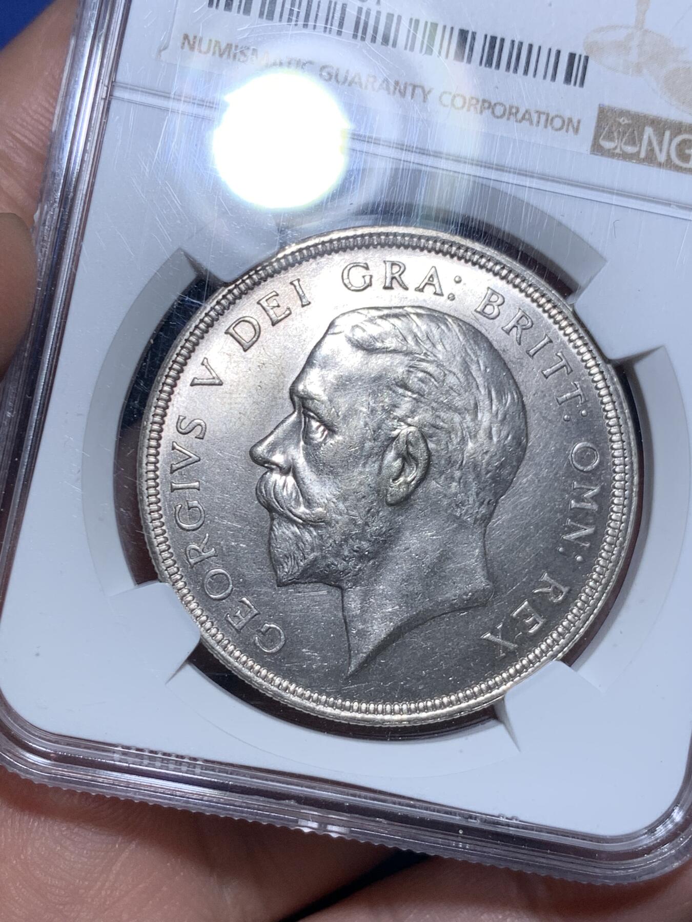 《竞宝斋》第296场- 周日，周一  2场连拍 （全场包邮） NGC MS63 英国 1929年乔治五世花冠1克朗银币 发行4千多枚