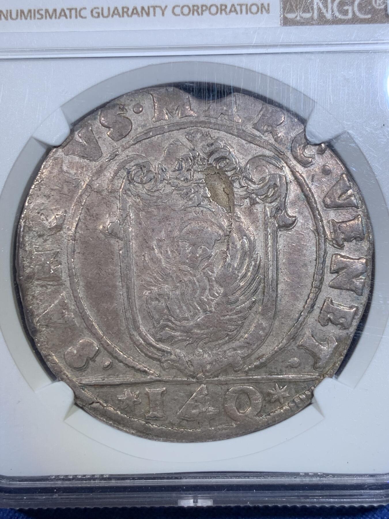 《竞宝斋》第296场- 周日，周一  2场连拍 （全场包邮） NGC MS61 意大利 威尼斯1624-29年斯库多140soldi大银币 冠军分 早期银币出分难得 非常少见的品种，意系爱好者不要错过