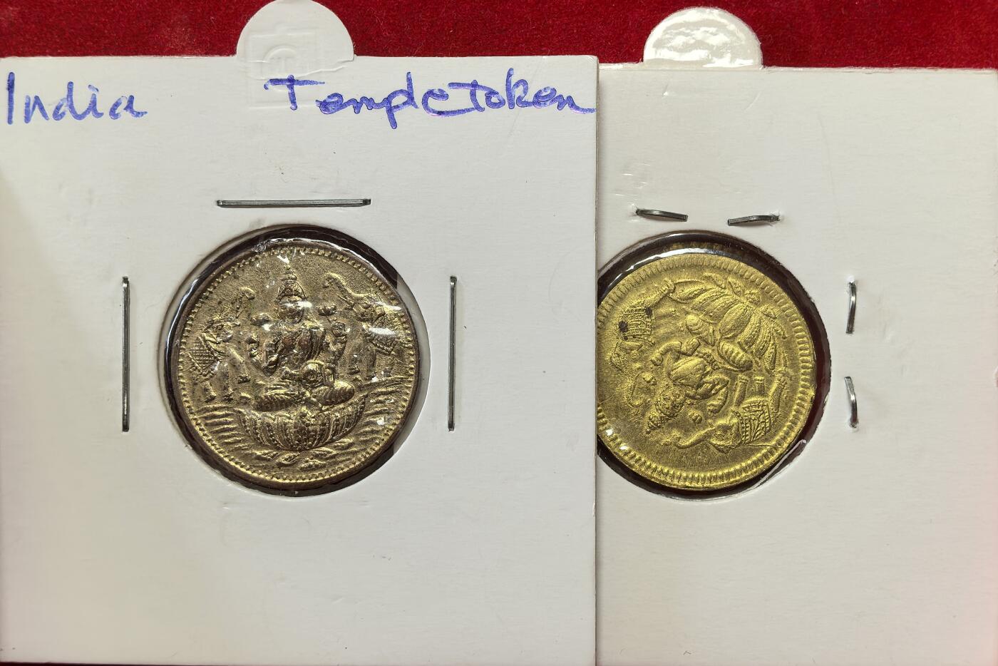 凡希社世界钱币微拍第二百八十期 印度庙宇代用币两枚一组