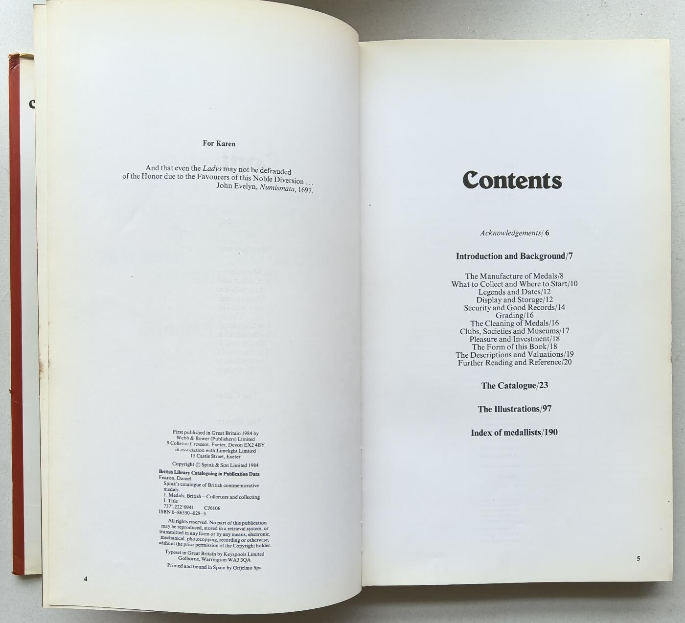 凡希社世界钱币微拍第二百八十期 1984年版SPINK英国纪念章目录，1558至当下，八五品，除了章牌信息和给出的参考价以外，还介绍了英国纪念章的源起，背景和制造工艺，相当实用的手册。