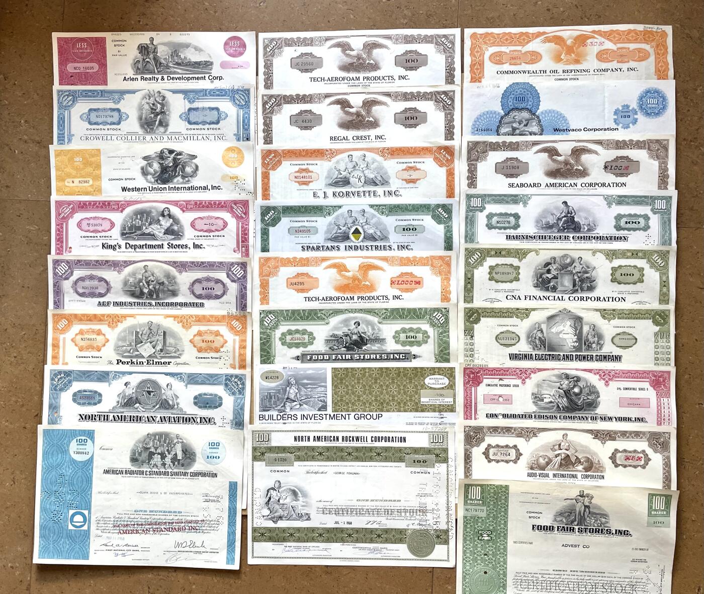 40张美国老股票，不重复