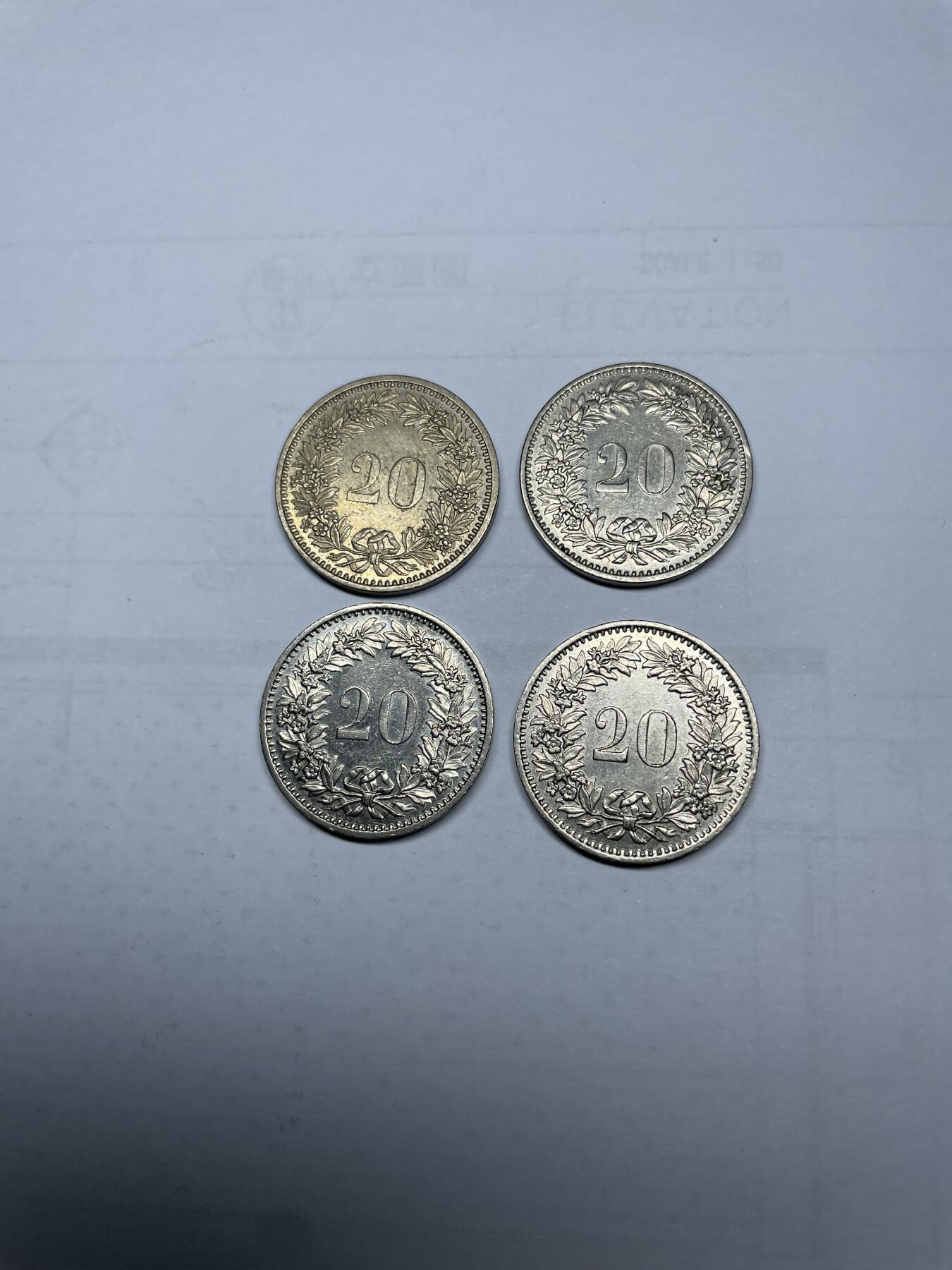 每日一拍，2024年集古藏今外币拍卖第十二期-第9场—（总第119拍），新一期拍卖开始了 瑞士20分4枚