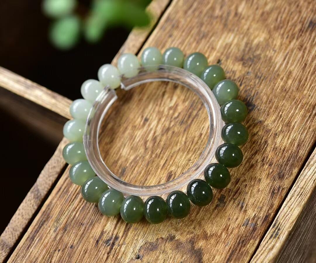 玉你同行.天然保真 天然和田玉算盘珠手链